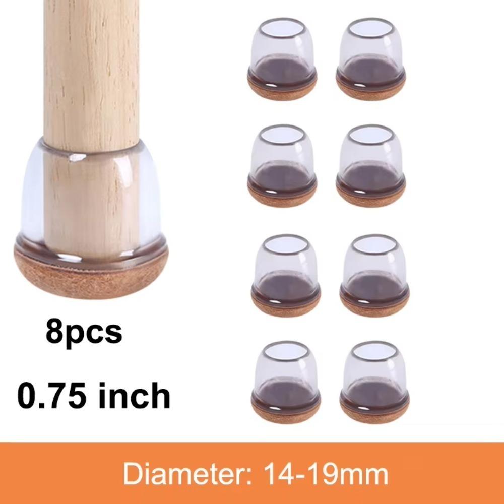 

8 шт. Силиконовые мебельные ножки-чашки с фетровым дном, накладки на ножки стола, для дома Brown Diameter 14-19mm