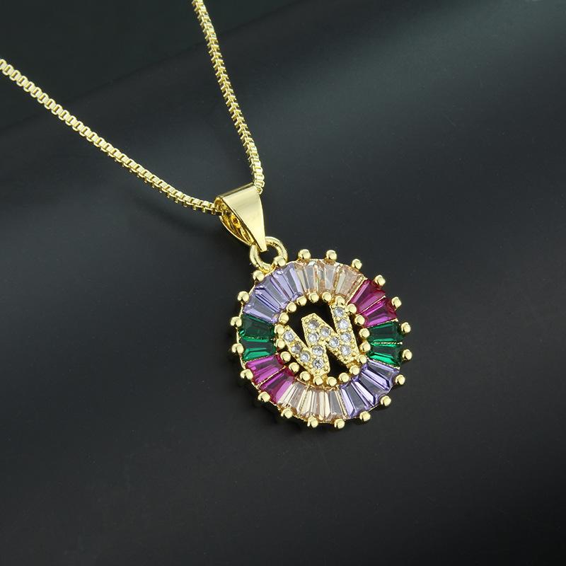 European and American simple 26 letter necklace directly from the manufacturer color zirconium English temperament pendant necklace wholesale