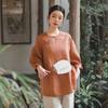 Johnature Women Embroidery Floral Shirts O-Neck Tops Chinese Style Solid Color Blouses Summer Loose Shirts