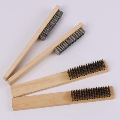 Wooden Handle Stainless Steel Wire Brush for Stationery, Paint Removal, Rust Removal, Root Carving, Diamond Bodhi Cleaning