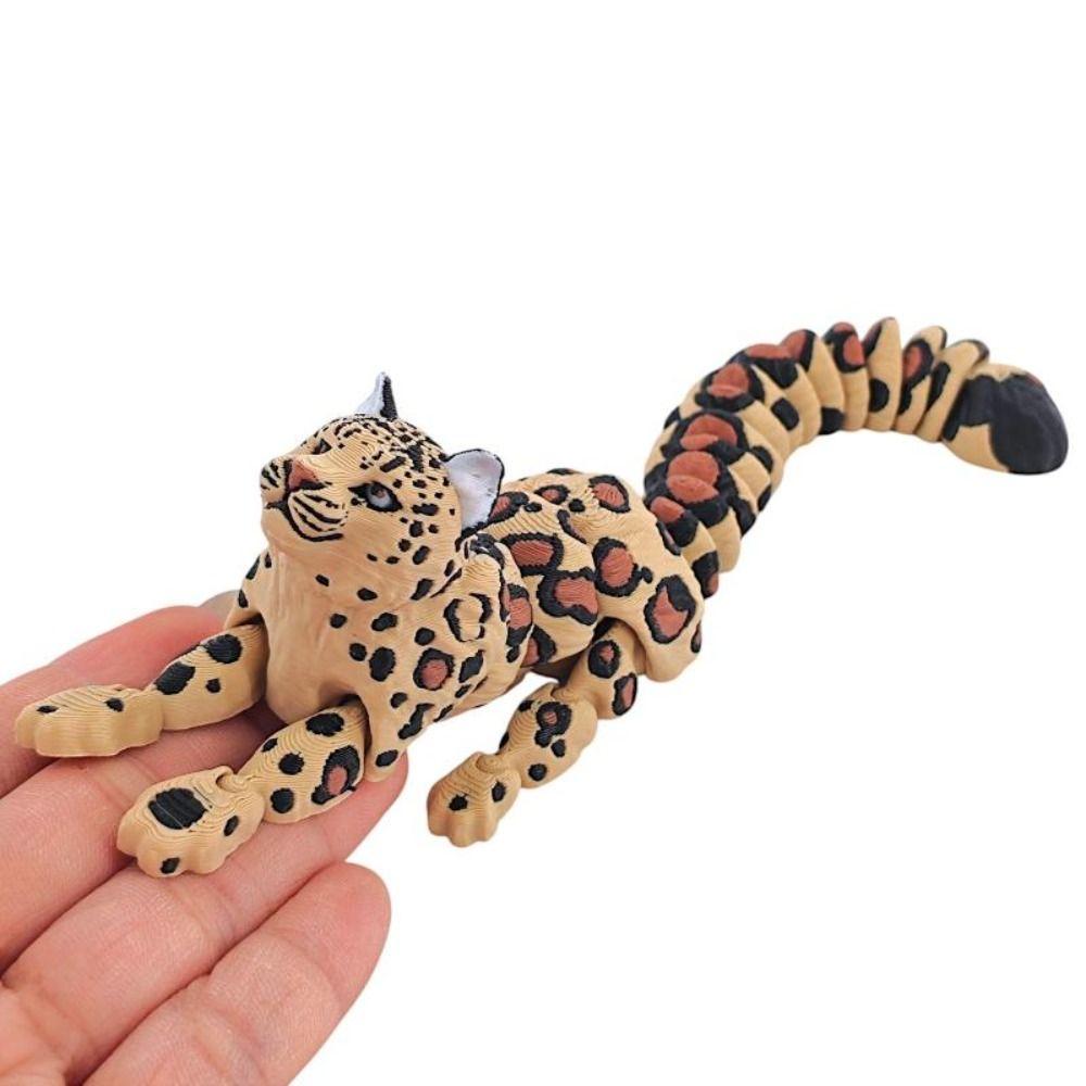 3D Printed Animals Figurine Articulated Simulation Figurine Cute Snow Leopard Model Home Decor