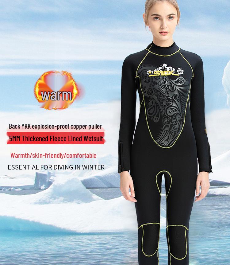 Women's 5mm Thickened Serelex SLINX Wetsuit with Zippered Pant Mouth and Fleece Lining