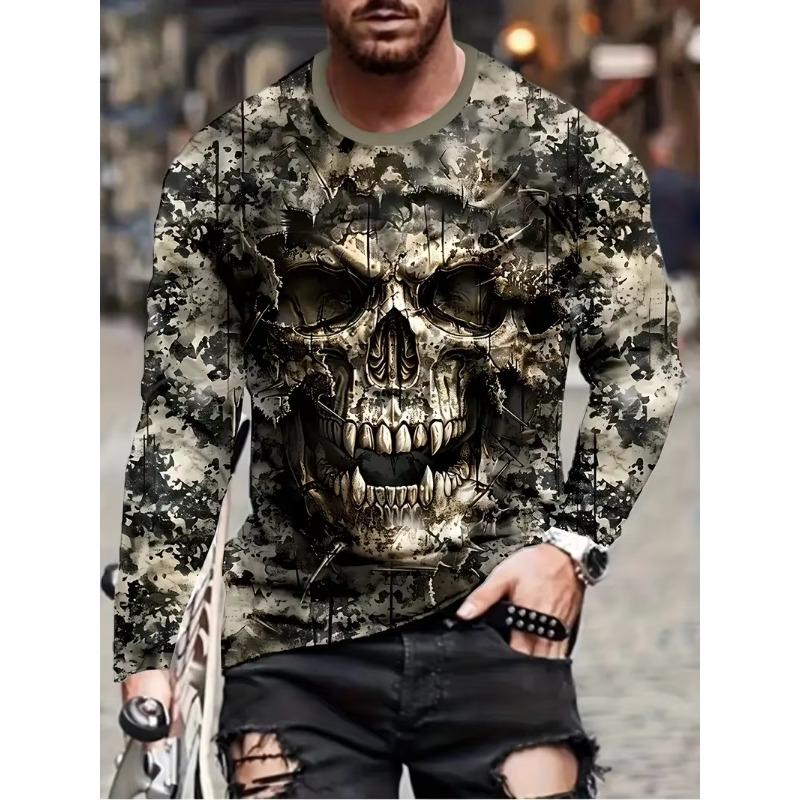 Vintage Men's Long Sleeve T-shirt 3D Golden Dragon Printed T Shirts Harajuku Oversized Top Casual Men's Outdoor T-Shirt Pullover