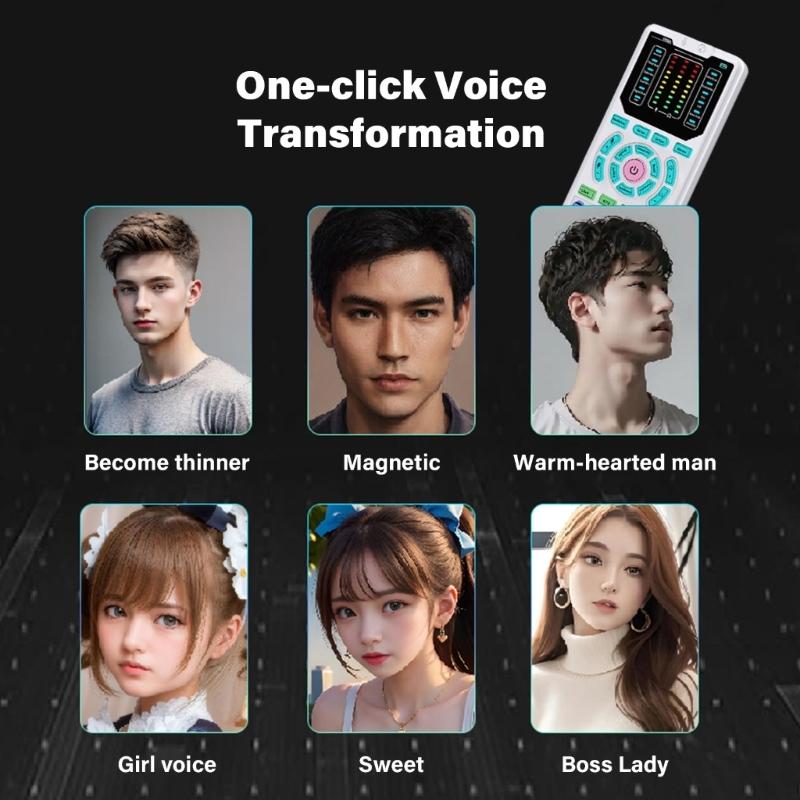 Portable Voice Modulator Sound Card Real Time Voice Changing Control For PC Live Streaming Gaming Recording