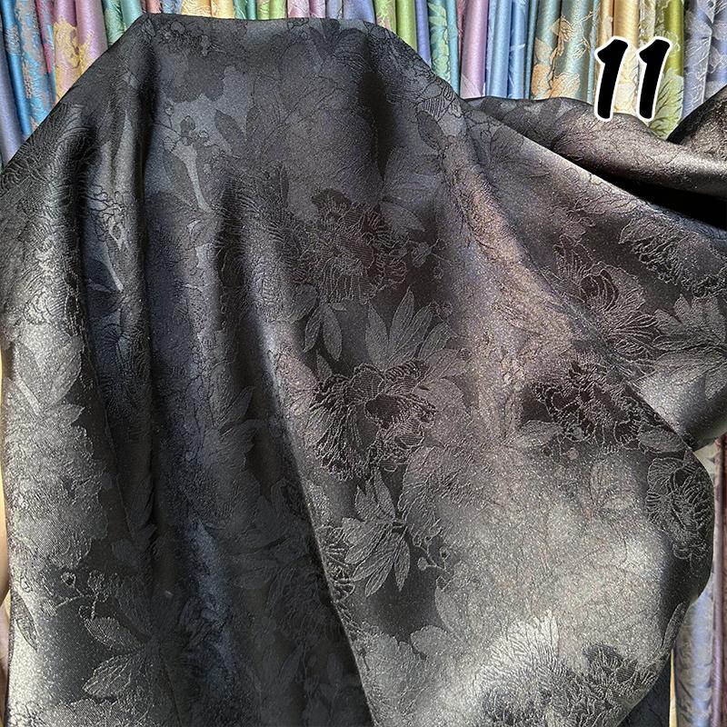 Two-color Embossed Peony Pattern Cheongsam Cloth Imitation Silk Skin Friendly Jacquard Fabric for Sewing Chinoiserie Hanfu Skirt