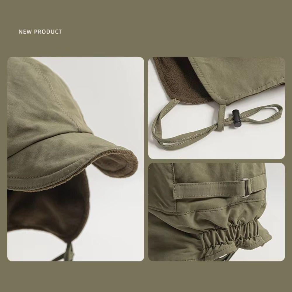 Windproof Earflap Hat Winter Cap Velvet Pilot Hat Japanese Bonnet Hat  Men Women