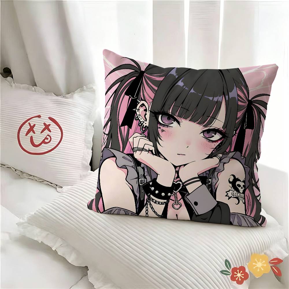 pc Jirai Kei Fashion Beautiful Girl Anmie Pillow Case Fashion Square Pillowcase Bedroom Sofa Room Ins Decoration Leisure