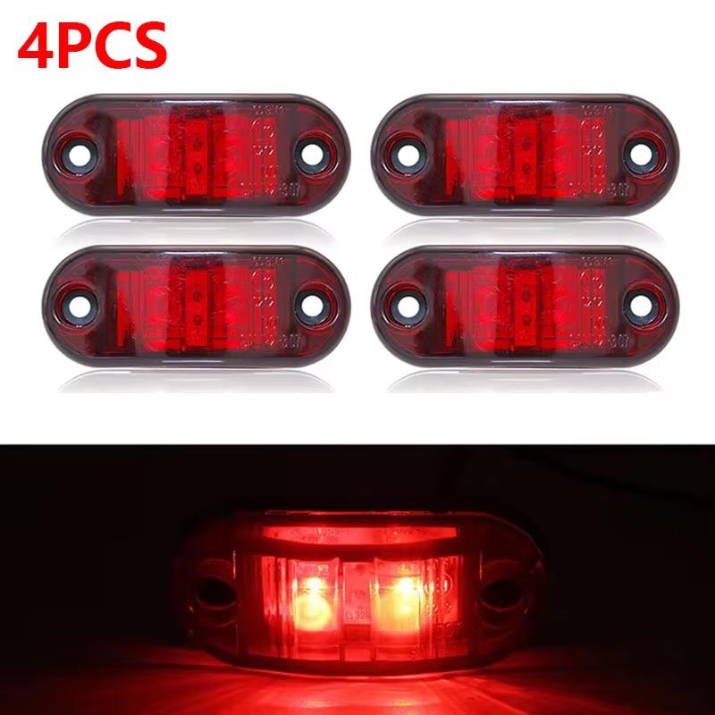 2/4Pcs Led Side Marker Lights 12v 24v Trailer Trucks Car Warning Lamp Clearance Signal Strobe Light Waterproof Oval Amber Lamp