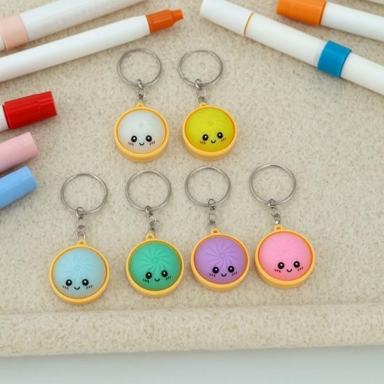 Stress Relief Keychain, with Steamed Bun Pendant, Fidget Clicker with Tactile Feedback Design, Anxiety Relief Toy for Office And Study