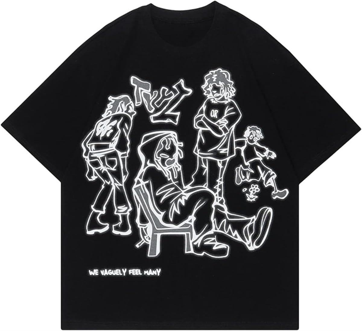Оверсайз Футболки с Графикой Мужские Винтажные Y2K Печатные Рубашки Streetwear Унисекс Харадзюку Футболки L