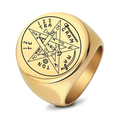 22MM Geometrische Ster Zegel Brief Roestvrijstalen Ring Trendy Creatieve Mode Sieraden