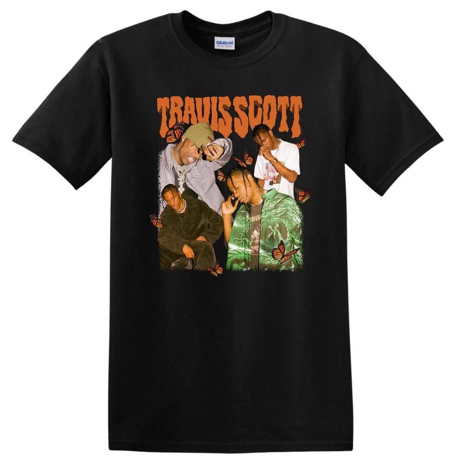 Travis Scott Graphic T Shirt Retro Butterfly Design Vintage Hip Hop Tee XXL