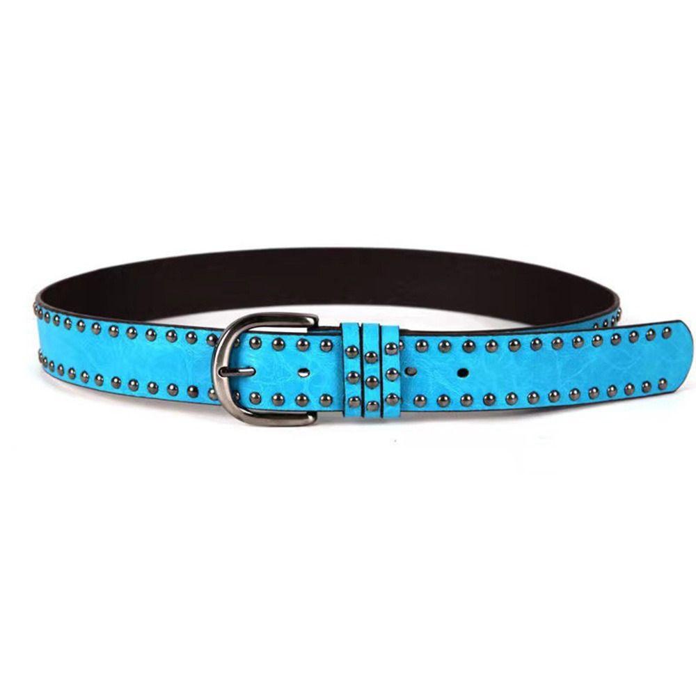 Luxury Brand Design Pin Buckle Waistband Gothic Leather Belt Ladies Dress Strap Rivet Waist Band