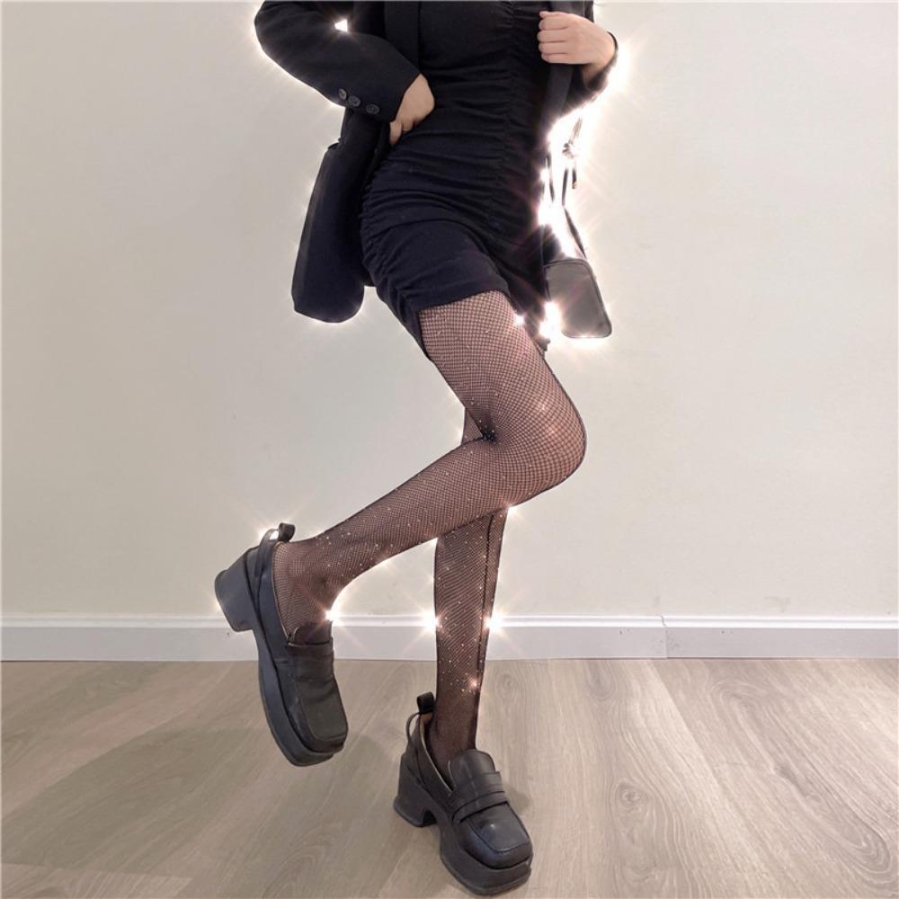 Cross-border with Line After Vertical Line Sexy Hot Diamond Mesh Socks, Diamond Mesh Fishnet Pantyhose Black Small Mesh Socks