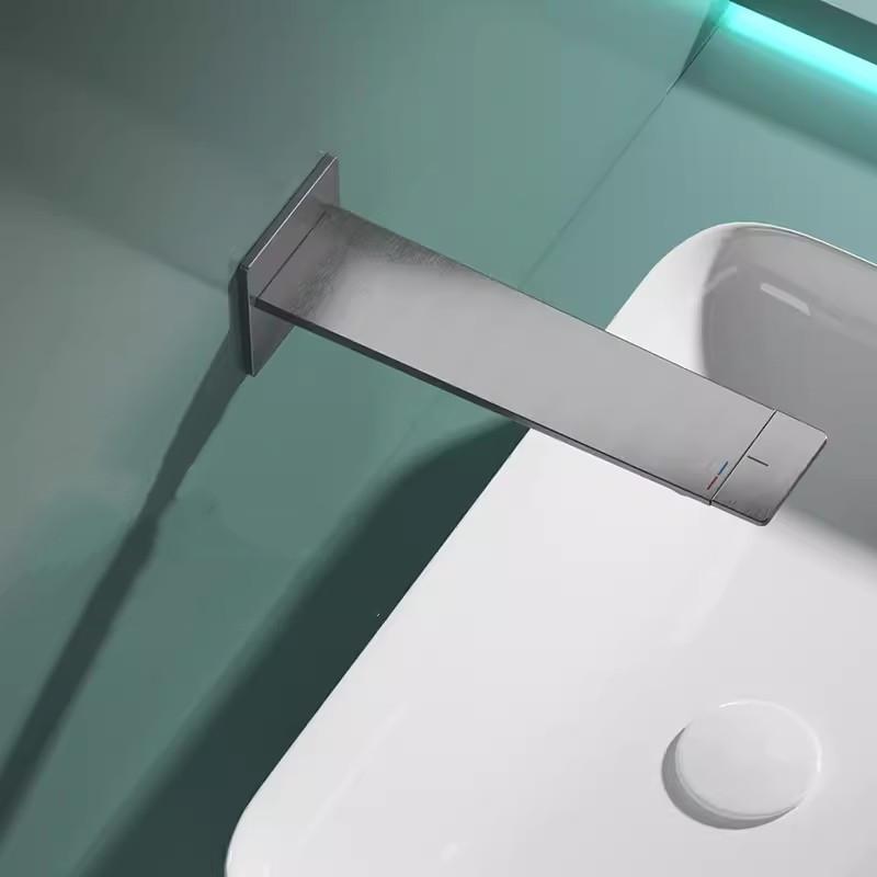 New White Gold Basin Faucet Concealed Bathroom Sink Faucet In-Wall Basin Spout Mixer Tap Set Combination Blanoir Solid Brass Tap