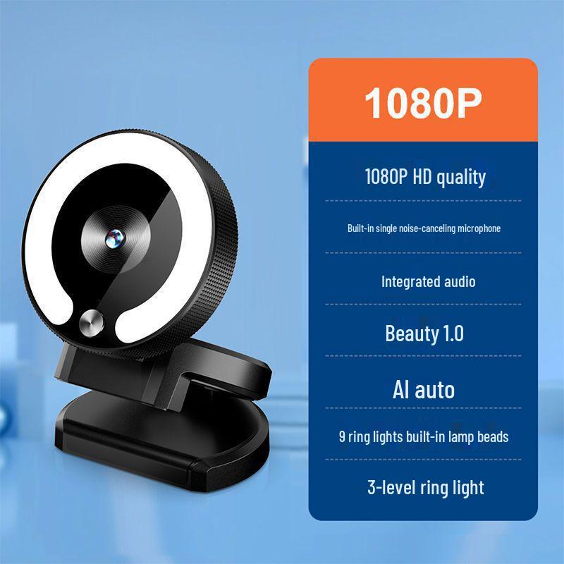 

4K HD Streaming Webcam with Fill Light & Microphone