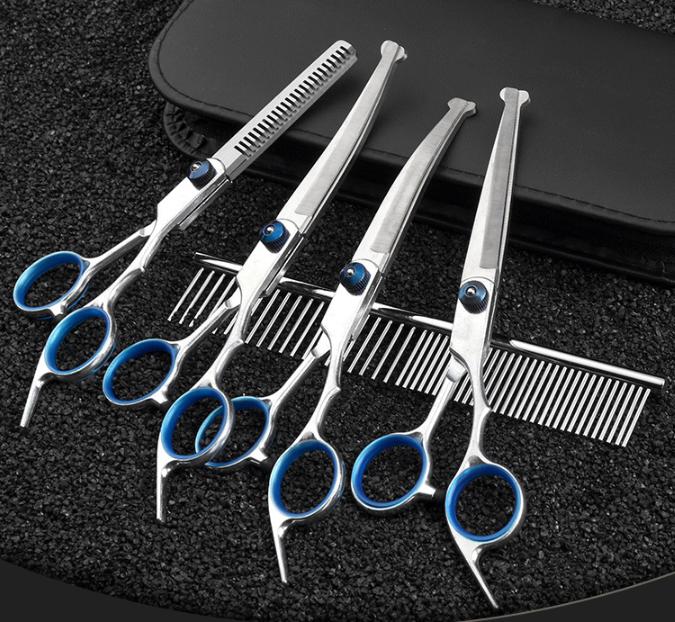 Bezpieczne Nożyczki do Pielęgnacji Zwierząt Okrągła Główka Profesjonalne Stal Nierdzewna Nożyczki do Sierści Psa Nożyczki dla Zwierząt Cięcie Zwierzęcia Przenośny Zestaw