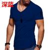 Men'S T-Shirt Clothing Men'S V-Neck Solid Color Large Size Casual Short Sleeve T-Shirt