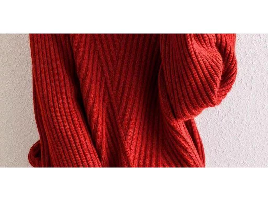 Tejido de punto acanalado estilo europeo de talla grande con cuello semi-alto: Suéter Suave de Otoño/Invierno para Mujer