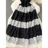 Stylish Lace Lace Color Contrast Patchwork Sexy Tube Top Strappy Dress Female French Small Dress Vacation Dress