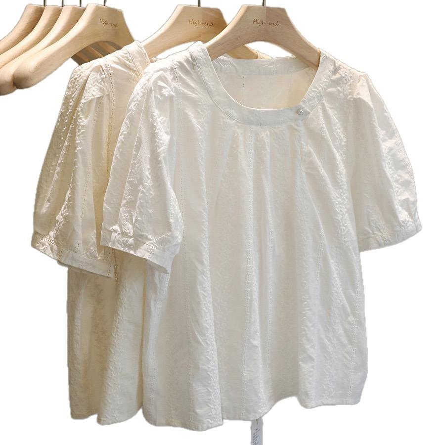New Product Simple Embroidered Shirt Women's Loose and Thin Doll Shirt Simple Design