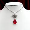 Gothic Bat Necklace Blood Drop Pendant Stainless Steel With Cross Chain For Women