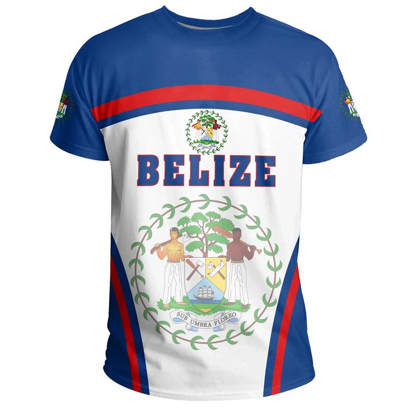 Męska koszulka z nadrukiem 3D flagi Belize Koszulka z krótkim rękawem do sportów na świeżym powietrzu Dresy Odzież wierzchnia Letnie koszulki oversize