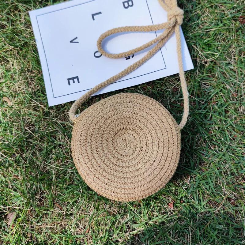 Womens Fashion Handmade Woven Straw Handbag Summer Holiday Beach Zipper Tote Top-Handle Bags Large Capacity Bucket Shoulder Bags