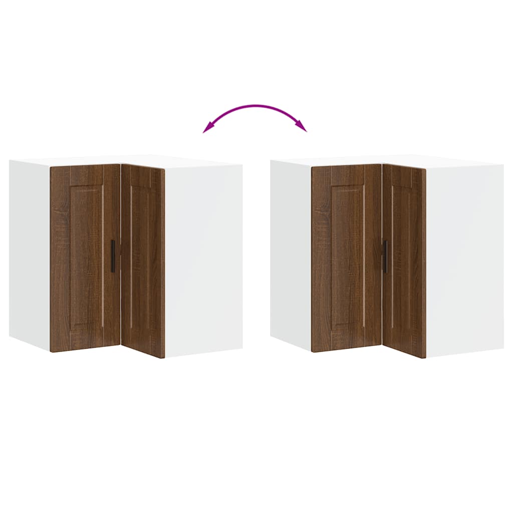 Vidaxl Corner Wall Cabinet for Kitchen, Porto, Brown Oak