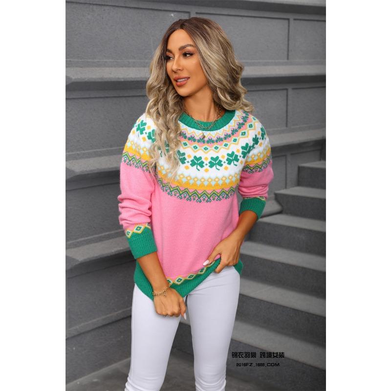 Retro Pullover Sweater for Women, New Autumn and Winter Christmas Fashion Sweater, Jacquard Personalized Knitted Sweater