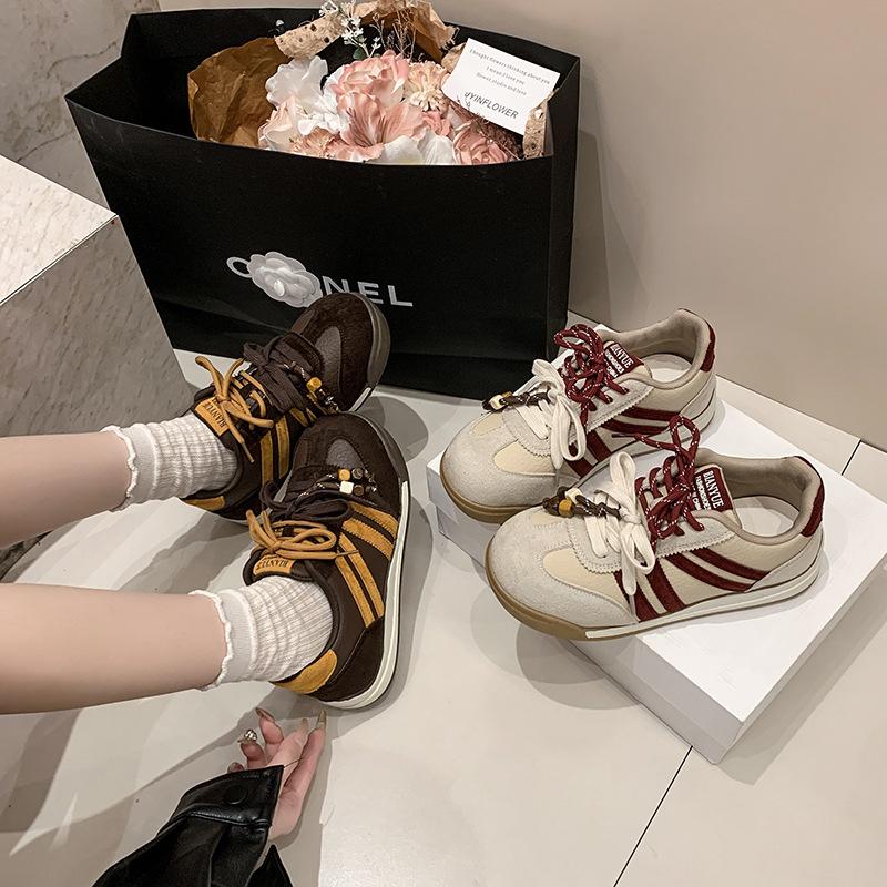 Platform-soled German training shoes women's autumn 2025 new Hong Kong style retro heightening versatile white shoes casual sports board shoes