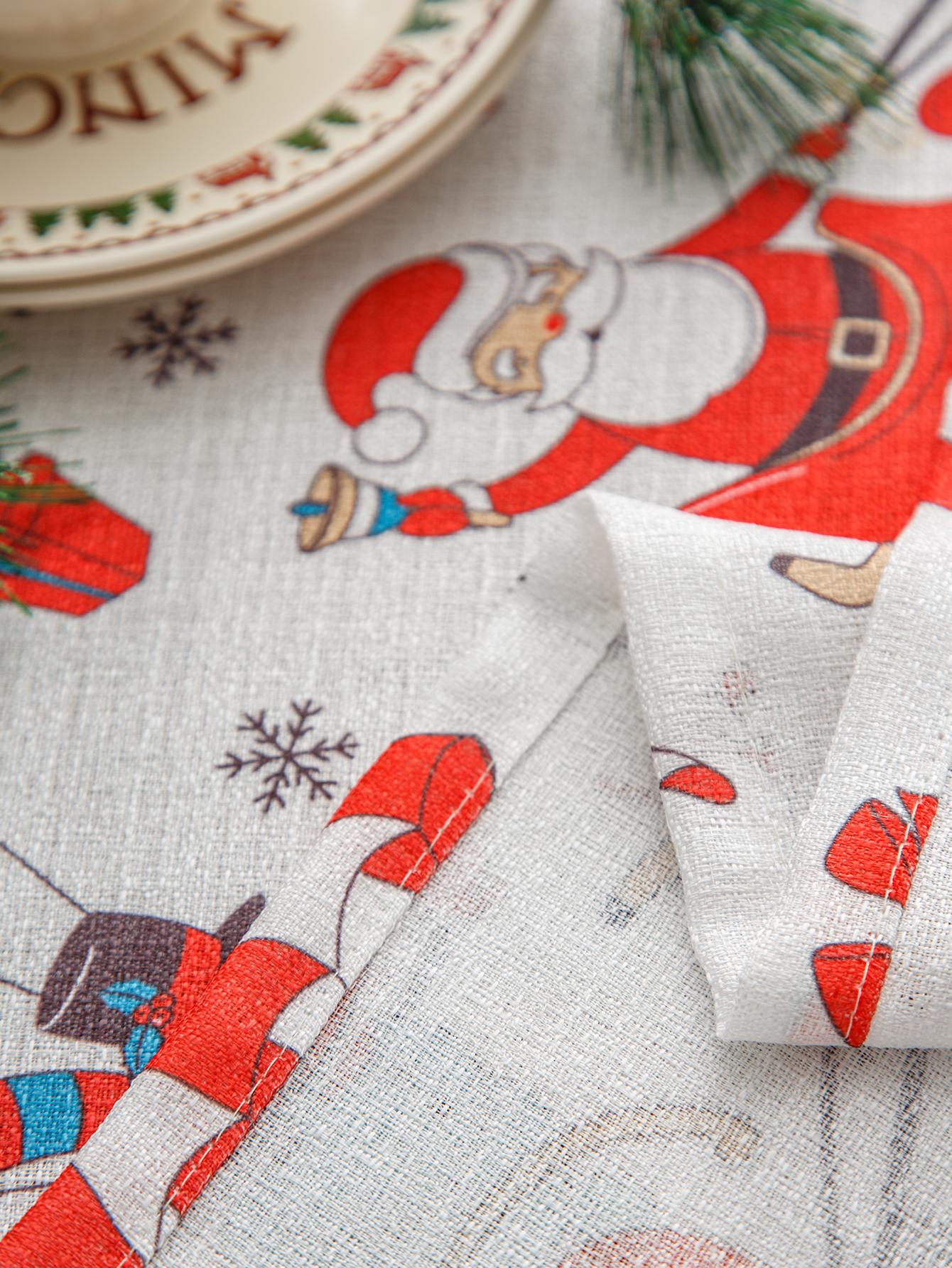 

Рождественская скатерть Зимний снеговик Дом Рождественские елки Красная моющаяся скатерть для вечеринки, пикника, ужина, декора 100x140cm белый