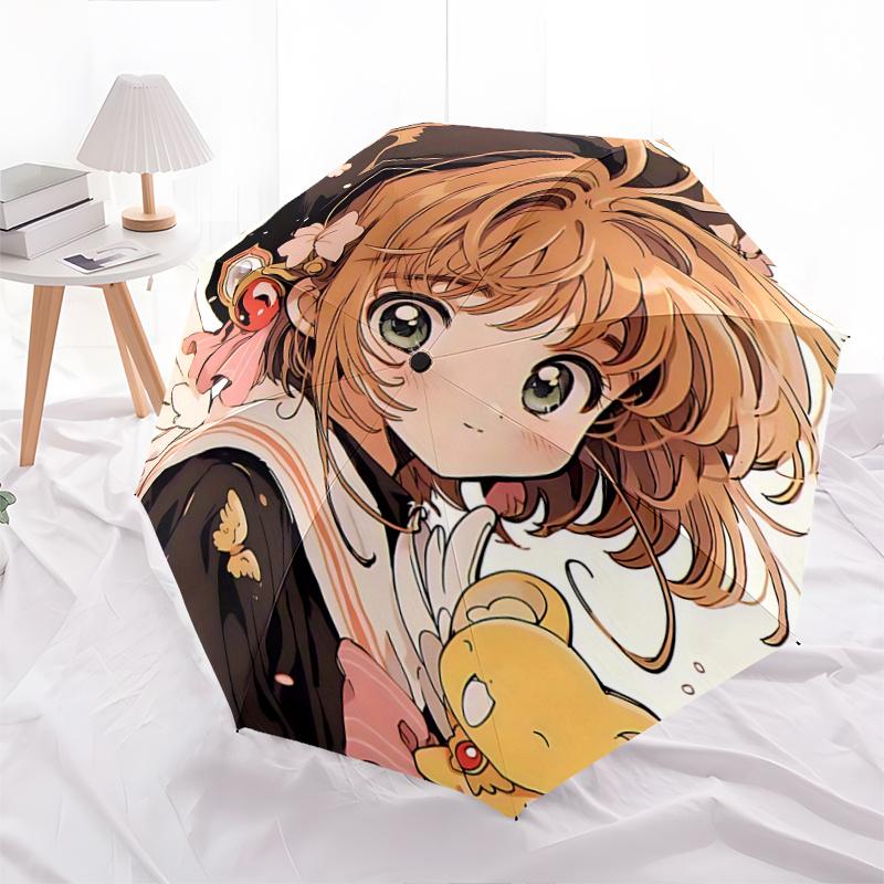 1pc Cardcaptor Sakura Automatic Folding Umbrella with 3-Fold Design, Iron Frame for Outdoor Use - Perfect Gift for Fans, Travelers, Daily Use!C07
