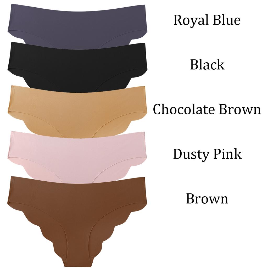 5Pcs Seamless Low-Rise Underwear for Women Invisible Briefs No Show Bikini Panties Wave Edge Hipster Stretch Fit