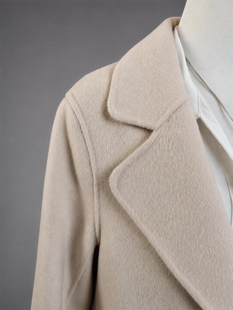 2026 Autumn/Winter Women's Petite Double-Sided Cashmere Lapel Coat - Short Solid Color Woolen