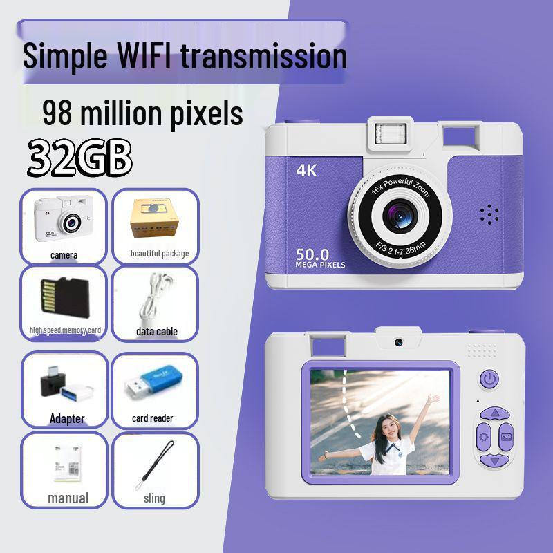 9800W Retro Digitalkamera mit Dual-Objektiv: HD-Foto & Video für Studenten