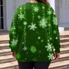 Ladies' Fashionable And Casual Christmas Cute Printed Round Neck Long Sleeved Knitted Yarn