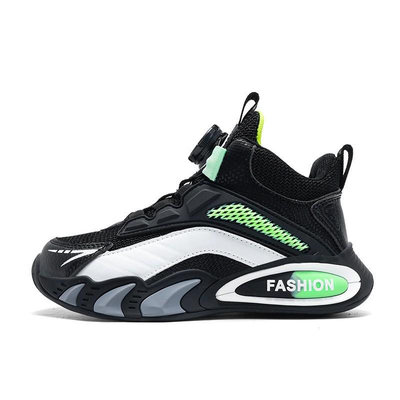 Kids Running Shoes With Rotating Buckle Closure Breathable Mesh Upper Boys Girls