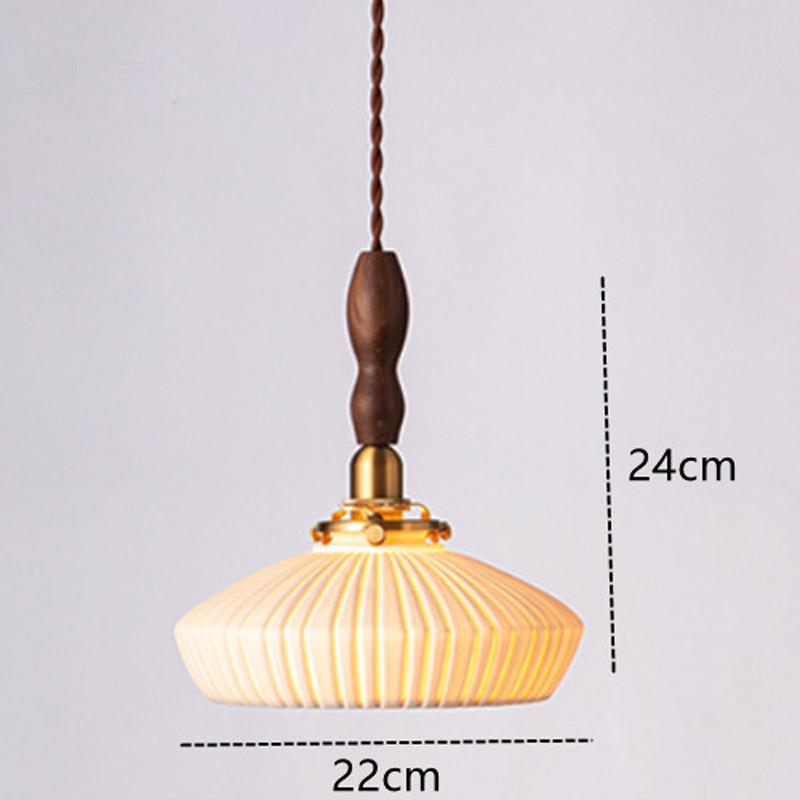 LED Retro E27 Kleine Pendelleuchte Wohnzimmer Schlafzimmer Nachttisch Pendelleuchte Keramik Messing American Nussbaum High-End Barleuchte