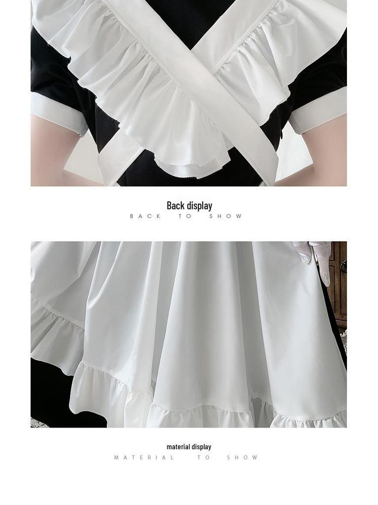 Japanisch inspiriertes Schwarz-Weißes Schuluniform-Maid-Kleid