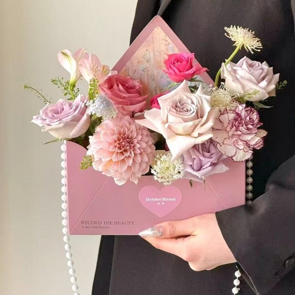 5 Pieces Romantic Flower Gift Box Portable Gift Wrapping Box Envelope Floral Box Mother's Day