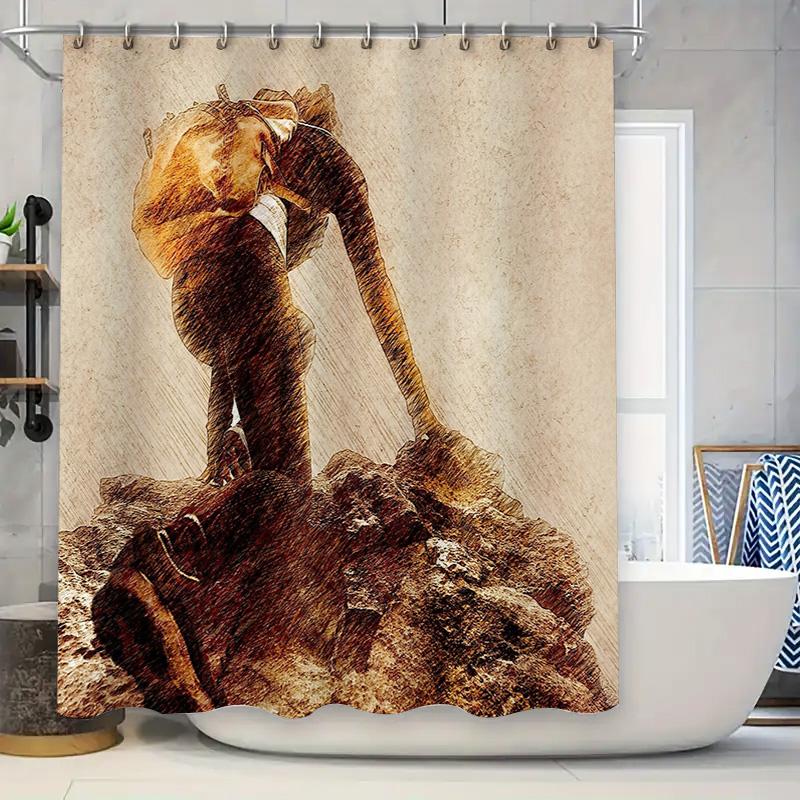 

Vintage Mountain Landscape Shower Curtain Rustic Forest Waterfall Nature Backdrop Bathroom Decor Scenic View Artistic Home Tex 90x180cm