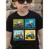 European sizes Colorful Tractor Tiles Art Little Boys T-Shirt Soft And Comfortable Everyday Top, Comfortable And Breathable