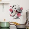 Lovely Dog & Floral Pattern Wall Decals Self-Adhesive Sticker for Living Room Bedroom Entryway Decor