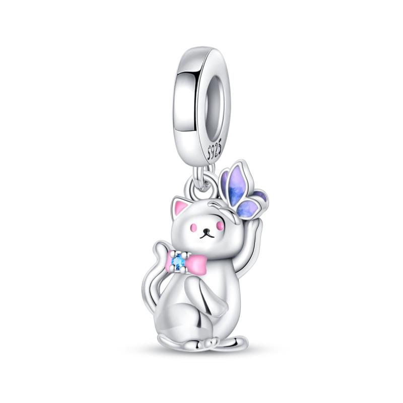 Compatible With Pan Authentic Original Bracelets Cute Pet Kitten Puppy Sheep Cute Colored Zircon Bead Components Do It Yourself High Quality Fine