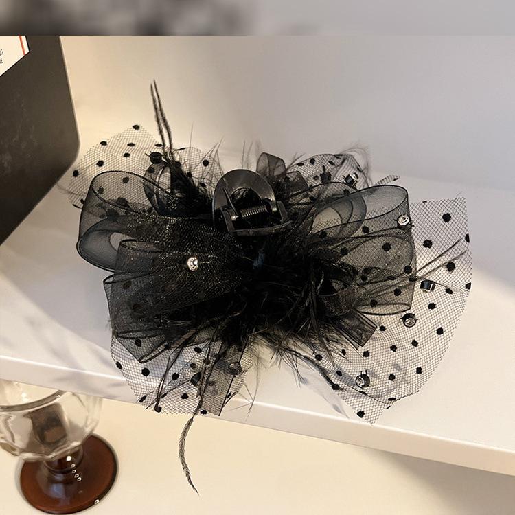 1PC Premium Mesh Feather Disc Hair Grab Clip Headgear Back Head Shark Clip Hairpin Hairpin