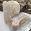 New Rex Rabbit Hair Hat Scarf Integrated Snow Cap Women's Winter Fox Fur Warm Versatile Hooded Scarf