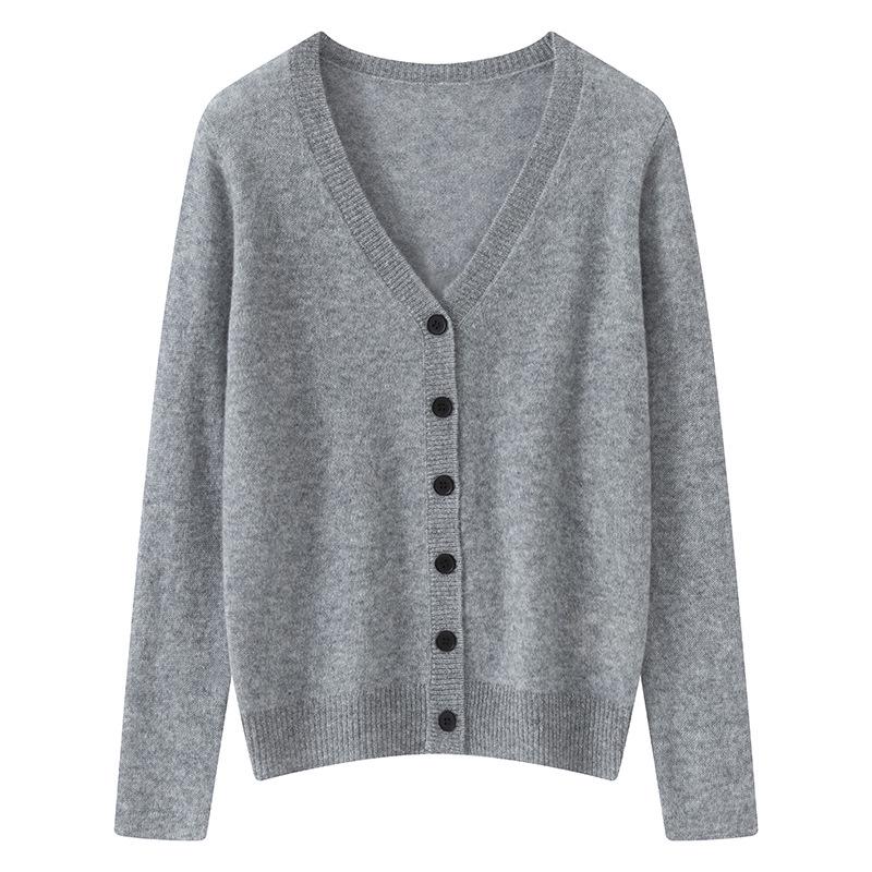 Women's 100% Pure Cashmere V-Neck Cardigan - New Fashion, Casual Knit Sweater Coat