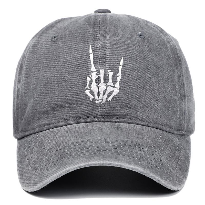 Embroidery Skeleton Hand Pattern Cotton Baseball Cap Low Profile Snap Back Trucker Dad Hat for Men And Women