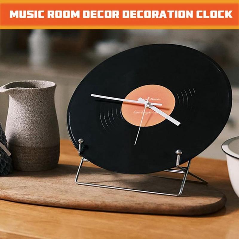 Creative Vinyl Record Style Clock with Display Stand Clock Ornament